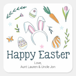 Cute Happy Paast Doodles Vierkante Sticker