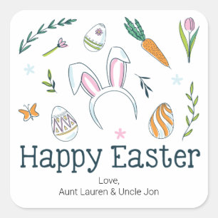 Cute Happy Paast Doodles Vierkante Sticker