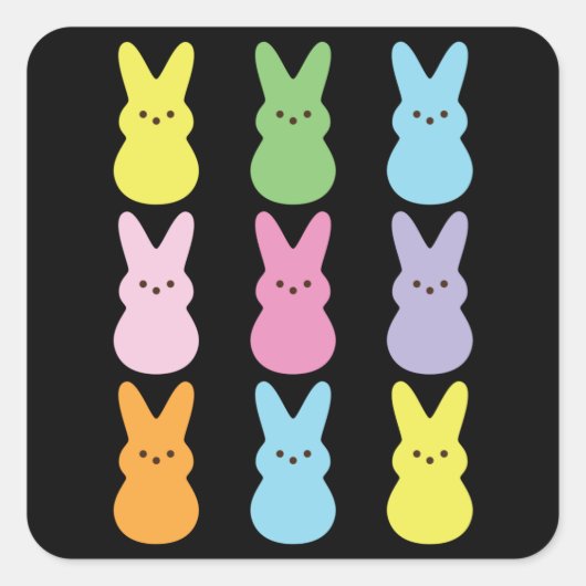 Cute Happy Paast Marshmallow Bunnies Kinder Vierkante Sticker (Voorkant)