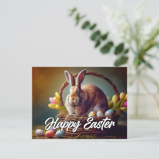 Cute Happy Paaster Bunny Briefkaart (Staand voorkant)
