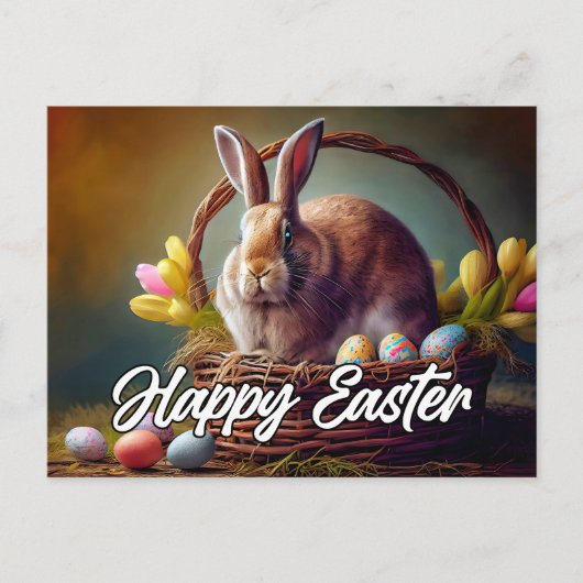 Cute Happy Paaster Bunny Briefkaart (Voorkant)