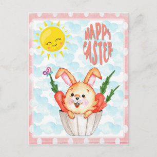 Cute Happy Paaster Bunny Briefkaart