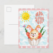 Cute Happy Paaster Bunny Briefkaart (Voorkant / Achterkant)