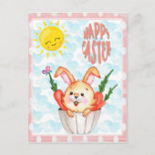 Cute Happy Paaster Bunny Briefkaart (Voorkant)