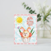 Cute Happy Paaster Bunny Briefkaart (Staand voorkant)