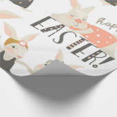 Cute Happy Paaster Bunny Cadeaupapier (Hoek)