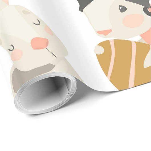 Cute Happy Paaster Bunny Cadeaupapier (Rol Hoek)