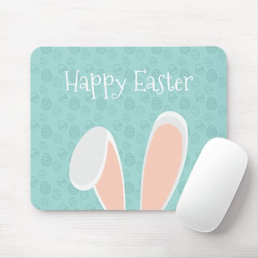 Cute Happy Paaster Bunny Ears | Mousepad Muismat (Met muis)