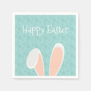 Cute Happy Paaster Bunny Ears   Papier Napkin Servet