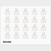 Cute Happy Paaster Bunny Ears Square Stickers (Vel)