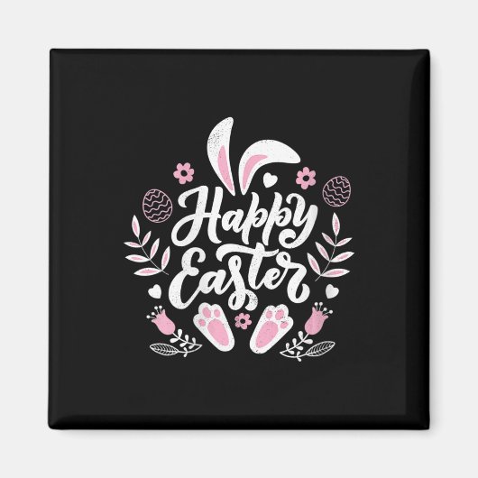 Cute Happy Paaster Bunny Magneet (Voorkant)