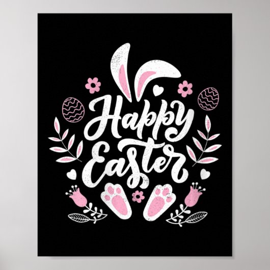Cute Happy Paaster Bunny Poster (Voorkant)