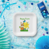 Cute Happy Paaster Bunny Rabbit Holiday Party Papieren Bordje (Feest)