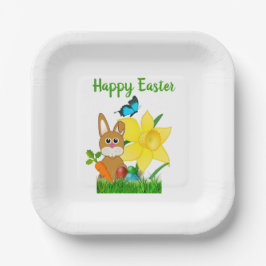 Cute Happy Paaster Bunny Rabbit Holiday Party Papieren Bordje
