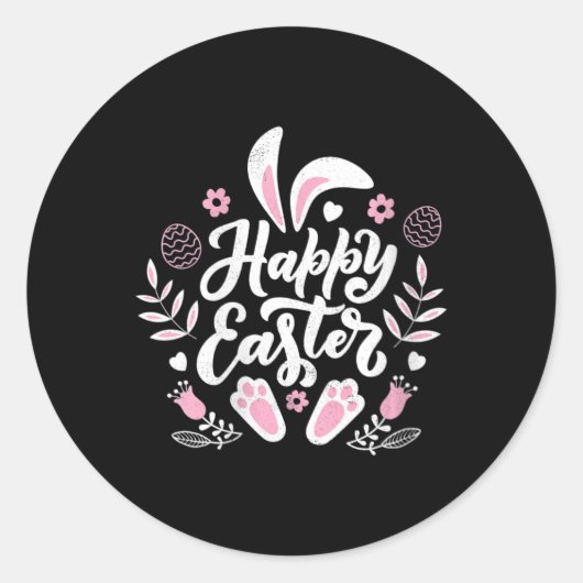 Cute Happy Paaster Bunny Ronde Sticker (Voorkant)