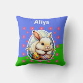 Cute Happy Paaster Bunny Roze Flower Pattern Kussen (Achterkant)