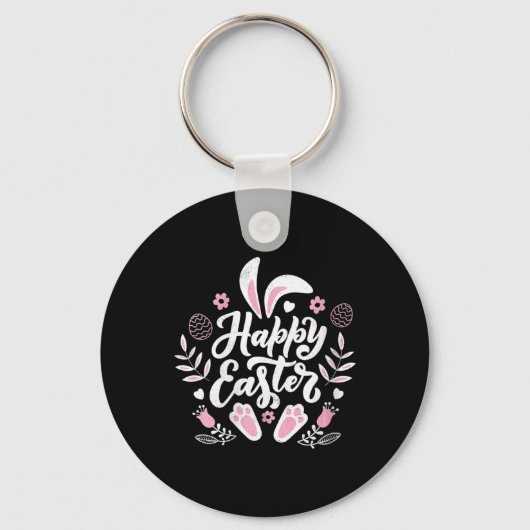 Cute Happy Paaster Bunny Sleutelhanger (Voorkant)