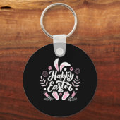 Cute Happy Paaster Bunny Sleutelhanger (Voorkant)