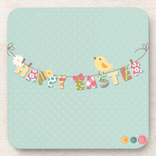 Cute Happy Paaster Card Onderzetter (Voorkant)