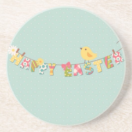 Cute Happy Paaster Card Zandsteen Onderzetter (Voorkant)