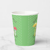 Cute happy padroom fungi cartoon illustratie papieren bekers (Links)