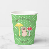Cute happy padroom fungi cartoon illustratie papieren bekers (Voorkant)