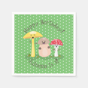 Cute happy padroom fungi cartoon illustratie servet