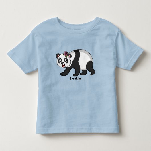 Cute happy panda bear with flower cartoon kinder shirts (Voorkant)