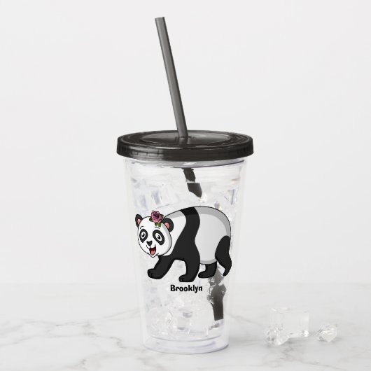 Cute happy panda beer met cartoon acryl drinkbeker (Voorkant ijs)