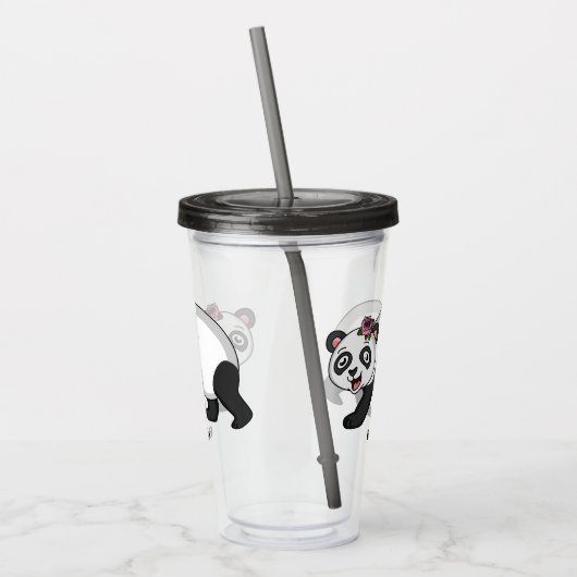 Cute happy panda beer met cartoon acryl drinkbeker (Links)