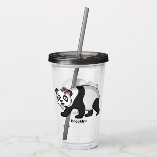 Cute happy panda beer met cartoon acryl drinkbeker (Achterkant)