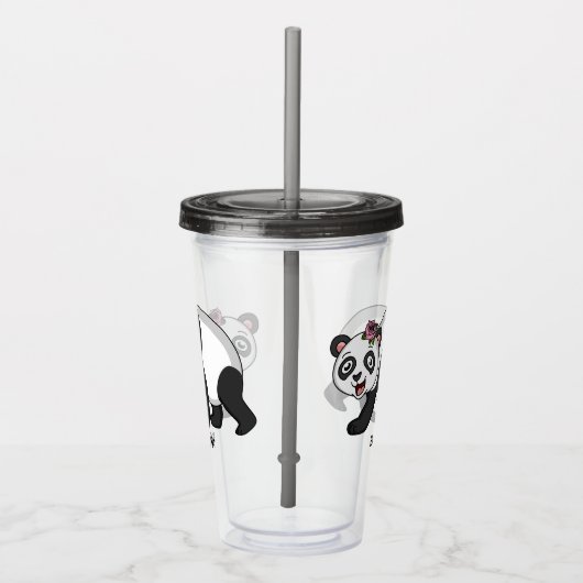 Cute happy panda beer met cartoon acryl drinkbeker (Rechts)