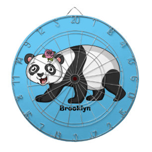 Cute happy panda beer met cartoon dartbord