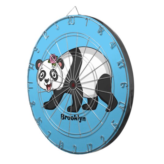 Cute happy panda beer met cartoon dartbord (Voorkant Rechts)