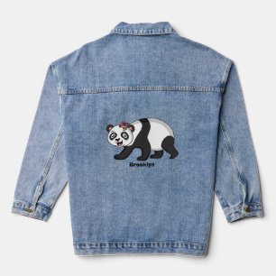 Cute happy panda beer met cartoon denim jacket