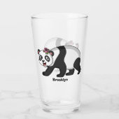 Cute happy panda beer met cartoon glas (Achterkant)