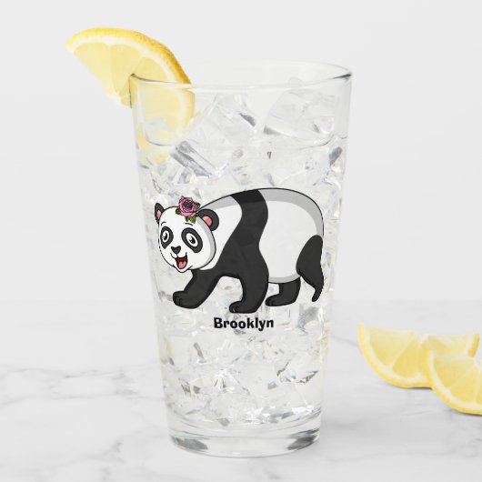Cute happy panda beer met cartoon glas (Voorkant ijs)