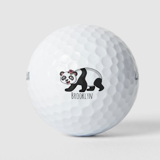 Cute happy panda beer met cartoon golfballen (Voorkant)