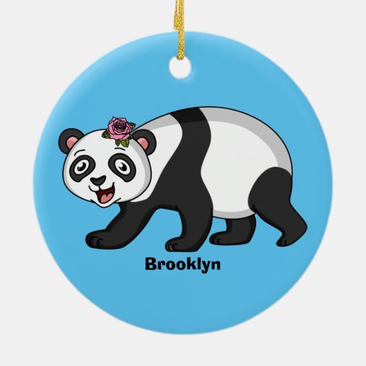 Cute happy panda beer met cartoon keramisch ornament (Achterkant)