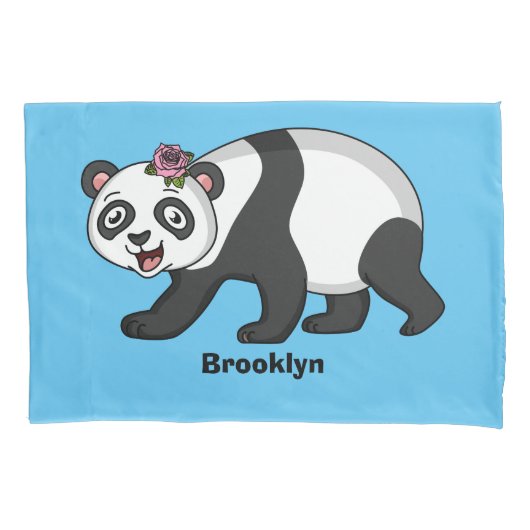 Cute happy panda beer met cartoon kussensloop (Voorkant)
