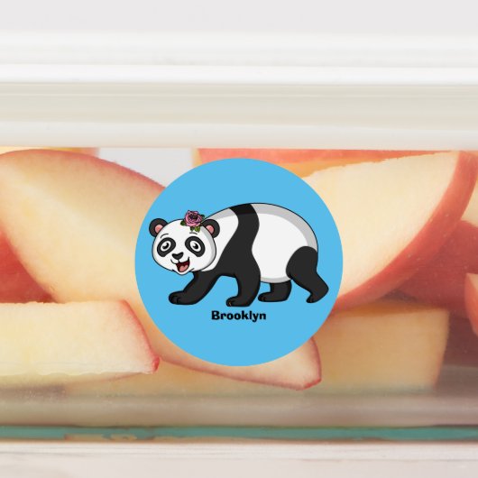 Cute happy panda beer met cartoon labels (Aangebracht)