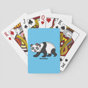 Cute happy panda beer met cartoon pokerkaarten