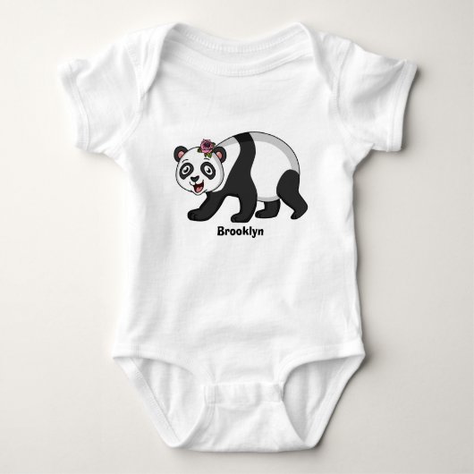 Cute happy panda beer met cartoon romper (Voorkant)