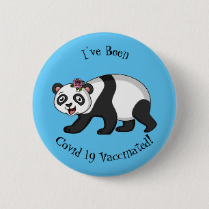 Cute happy panda beer met cartoon ronde button 5,7 cm