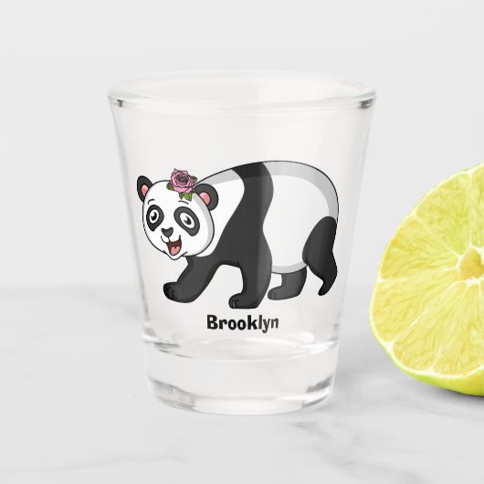 Cute happy panda beer met cartoon shot glas (Voorkant)