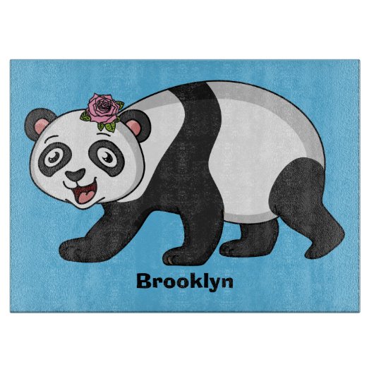 Cute happy panda beer met cartoon snijplank (Voorkant)