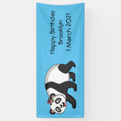 Cute happy panda beer met cartoon spandoek (Verticaal)