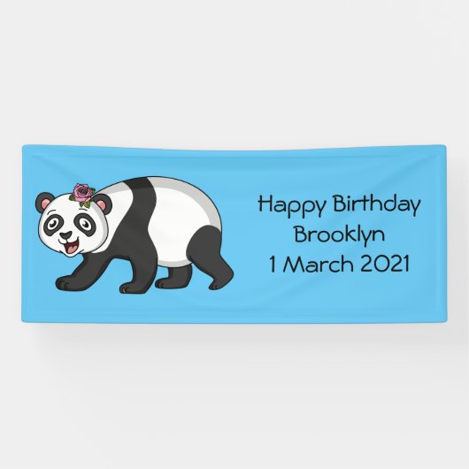 Cute happy panda beer met cartoon spandoek (Horizontaal)