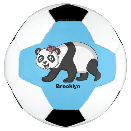 Cute happy panda beer met cartoon voetbal (Voorkant)