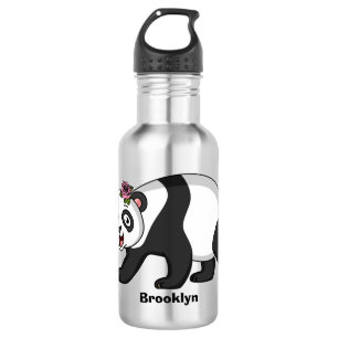 Cute happy panda beer met cartoon waterfles